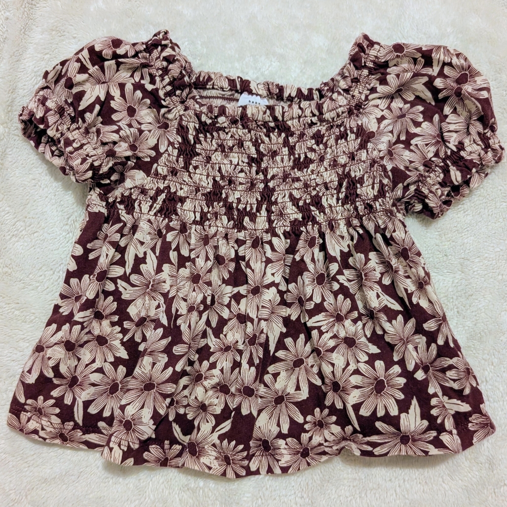✨5/$15✨GAP Kids Floral Top - Maroon and Cream